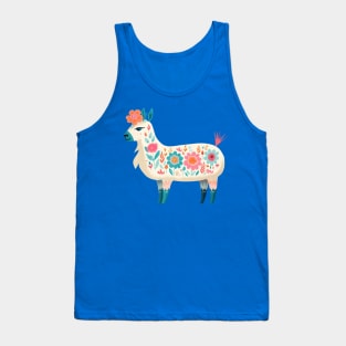 Boho Floral Watercolor Alpaca . Tank Top